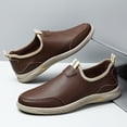 thumbnail image 1 of Men's Brown Full Grain Leather Slip-On Comfort Walking Casual Shoes, 1 of 5