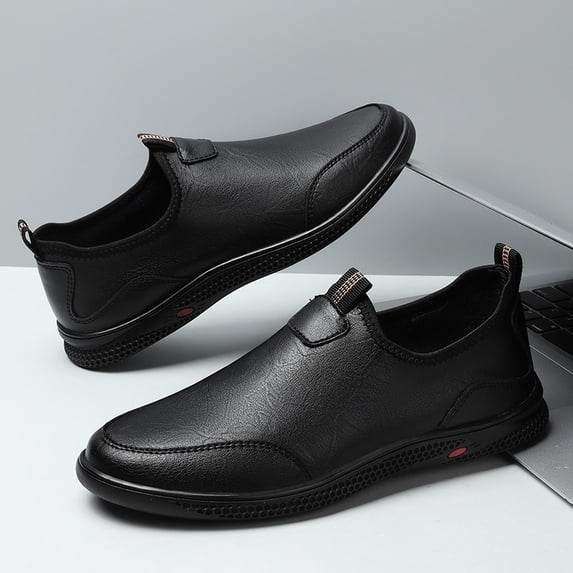 Men's Brown Full Grain Leather Slip-On Comfort Walking Casual Shoes