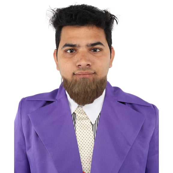 HPO Men's Brown Fake Beard, Chin Curtain Synthetic Fiber Costume Facial Hair