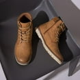 thumbnail image 1 of Men's Brown Lace-Up Ankle Boots, Casual Fashion Faux Leather Boots, Comfortable Outdoor Walking Boots for Men, Stylish Daily Wear High-Top Boots, 1 of 11