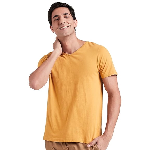 Symbol Men Cotton Solid V-Neck Regular Fit T-Shirt (Available in Plus Sizes)