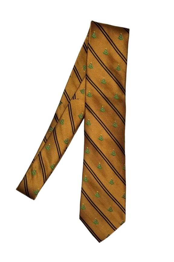 Men's Brown Neck tie Christmas Tree Copper Holiday necktie