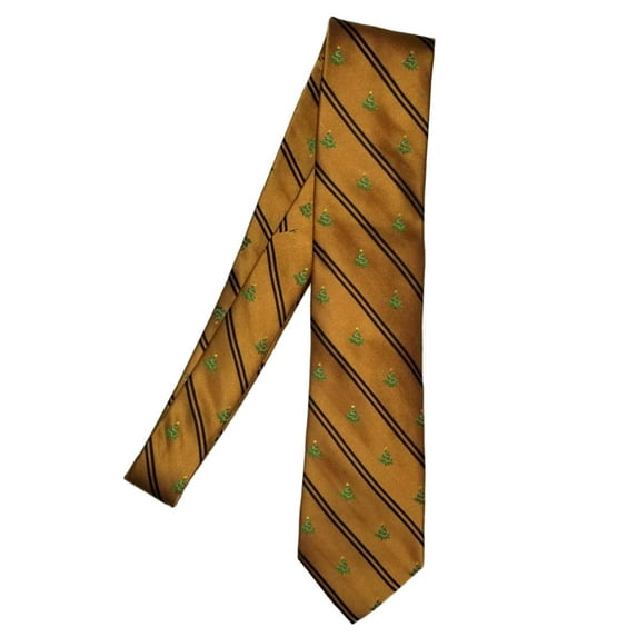 Men's Brown Neck tie Christmas Tree Copper Holiday necktie