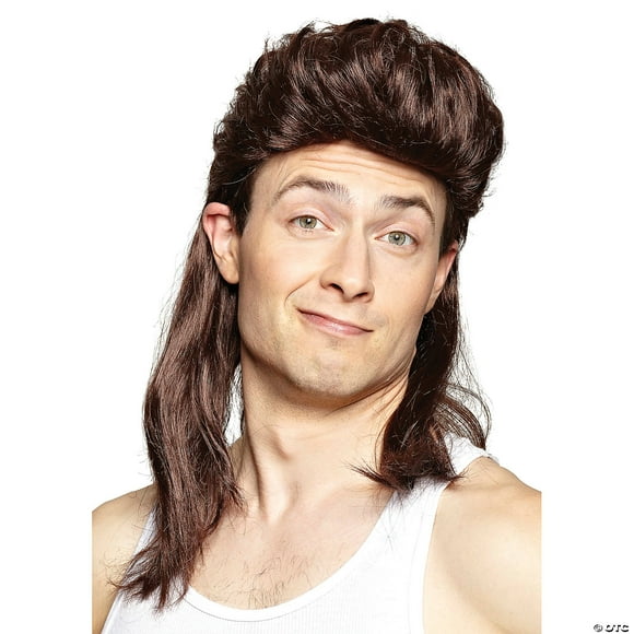 Men's Brown Nightclub Mullet Wig