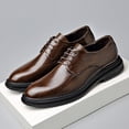 thumbnail image 1 of Men's Brown Polished Leather Plain Toe Derby Dress Shoes, 1 of 7
