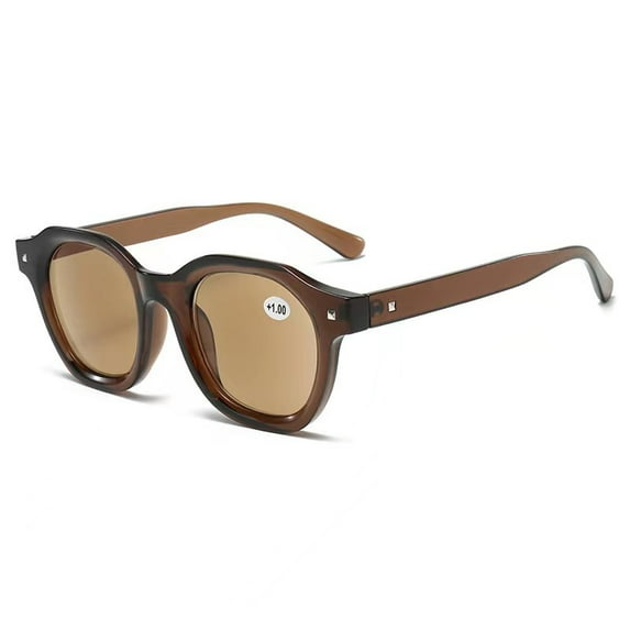 Men's Brown Reading Glasses Women's Square Classic Tinted Brown Sunglasses Readers UV +4.00