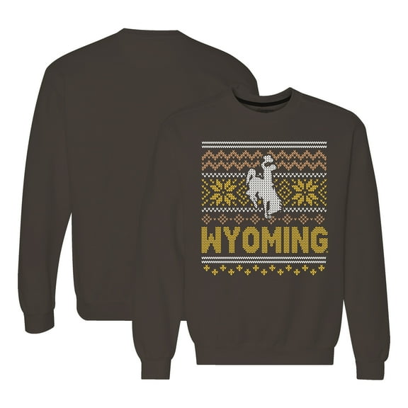 Men's Brown Wyoming Cowboys Holiday Fleece Crewneck Sweatshirt