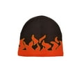 thumbnail image 1 of Men's Brown with Orange Fire Flame Beanie Stocking Cap Hat, 1 of 1