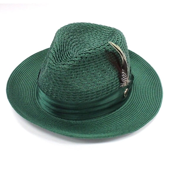 Men's Bruno Capelo Fedora 100% Poly Braid Emerald Green Hat JU-905