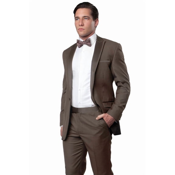 Men's Bryan Michaels Tuxedos Champagne Goldish Beige Slim Fit Tuxedo Size 38 Regular