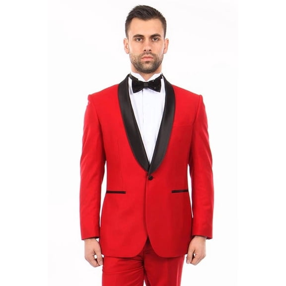 Men's Bryan Michaels Tuxedos Red Slim Fit Tuxedo with Shawl Lapel 40 Long
