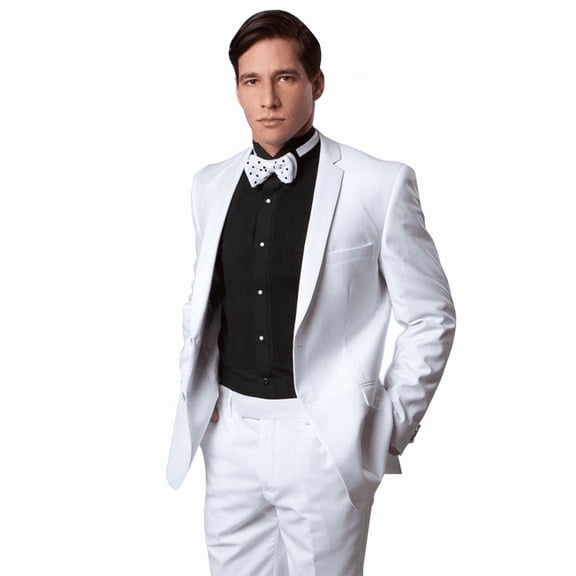 Men's Bryan Michaels Tuxedos Slim Fit White Tuxedo 34 Short Size 44 Regular