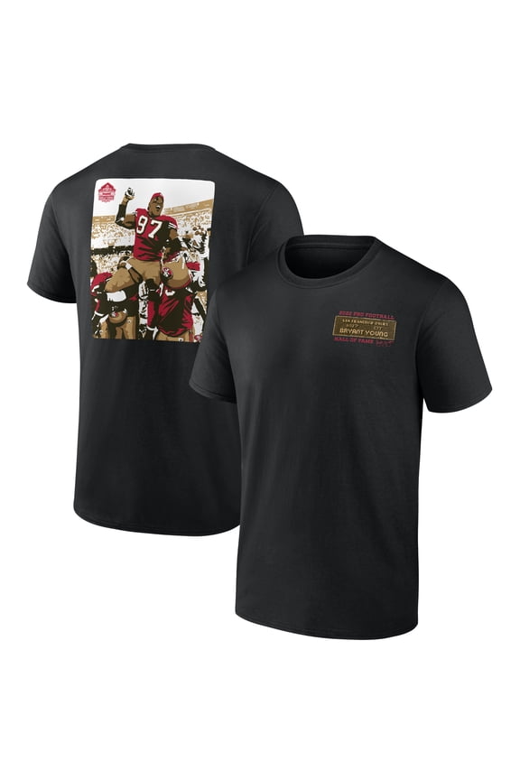 Men's Bryant Young Black San Francisco 49ers Hall of Fame T-Shirt
