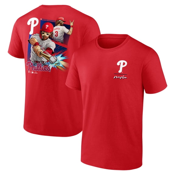 Men's Bryce Harper Red Philadelphia Phillies Anime Player T-Shirt