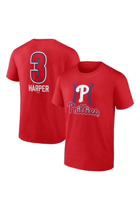 Men's Bryce Harper Red Philadelphia Phillies Fastball Player Name & Number T-Shirt