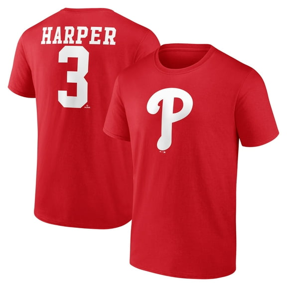 Men's Bryce Harper Red Philadelphia Phillies Player Name & Number T-Shirt