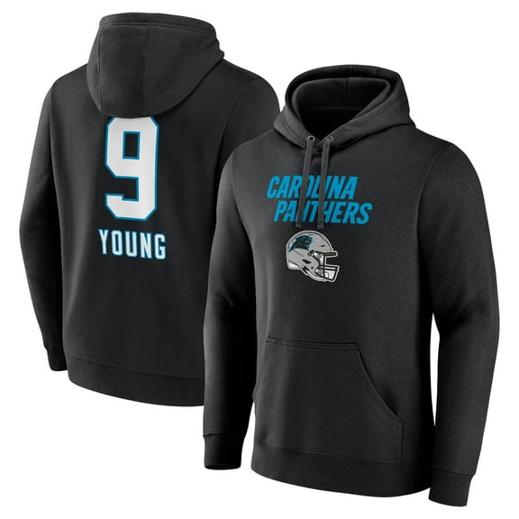 Men's Bryce Young Black Carolina Panthers Team Wordmark Name & Number Pullover Hoodie