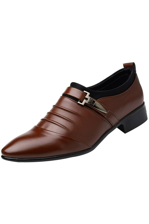 Men's Buckle Slip On Dress Loafers Classic Formal Tuxedo Leather Shoes Casual Business Office Oxford Shoes