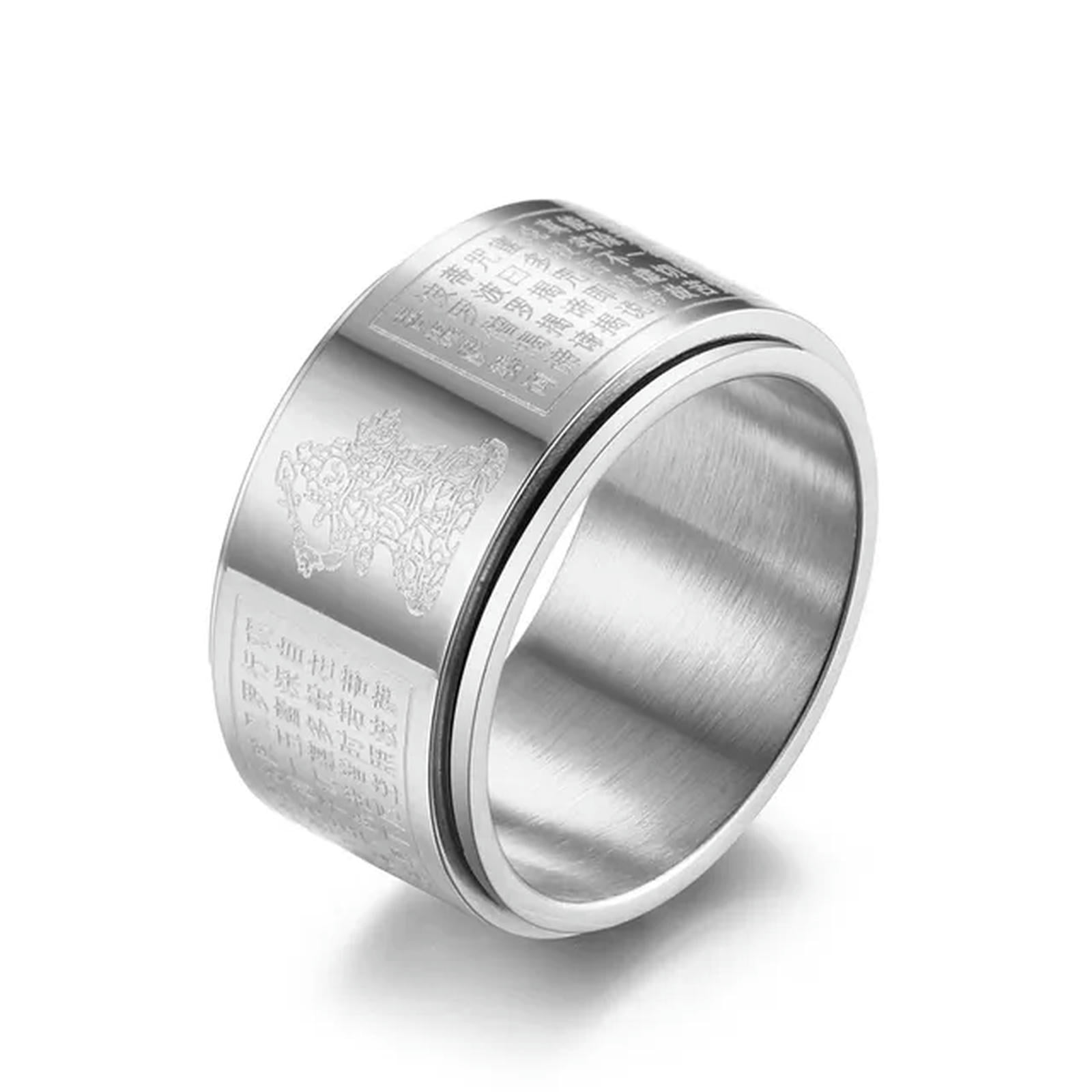 Men's Buddha Mantra Ring Chinese Style Eight Patron Saints Finger Rings
