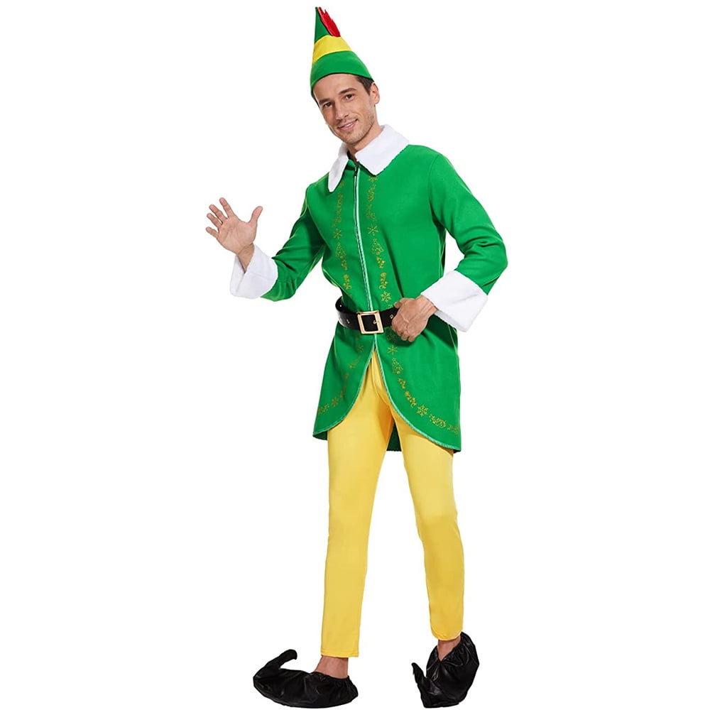 Men's Buddy The Elf Costume Halloween Christmas Cosplay, Elf Shoes