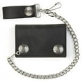 thumbnail image 1 of Men's Buffalo Nickel Snap Black Leather Chain Wallet - Tri-Fold, 1 of 3