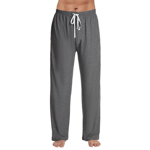 Men’s Buffalo Plaid Pajama Pants Micro Fleece Lounge PJs with Pockets, Elastic Waist, Soft Sleep Pants Gray L