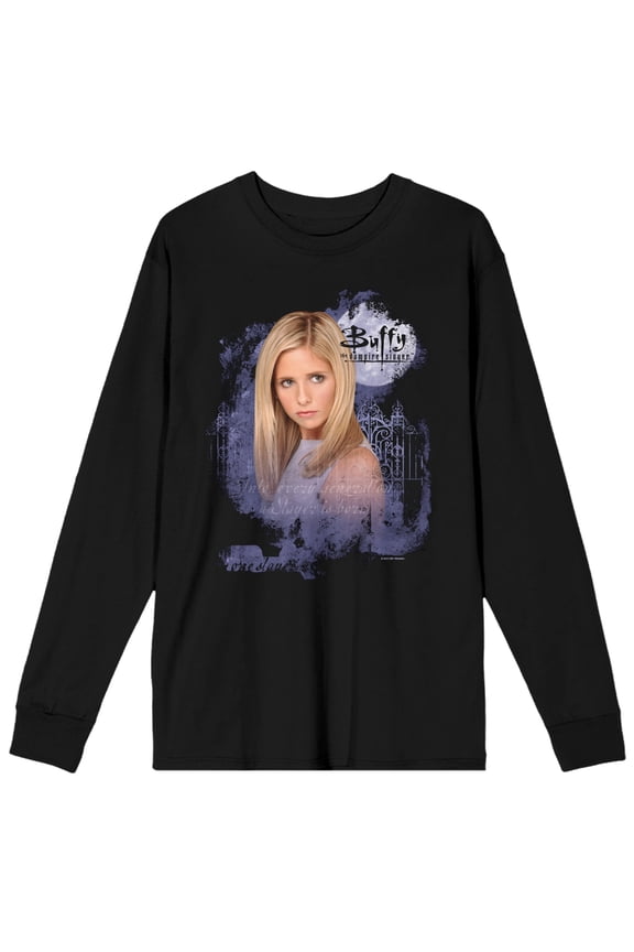 Buffy The Vampire Slayer Buffy Summers on Black Long Sleeve Adult Crew neck-Medium