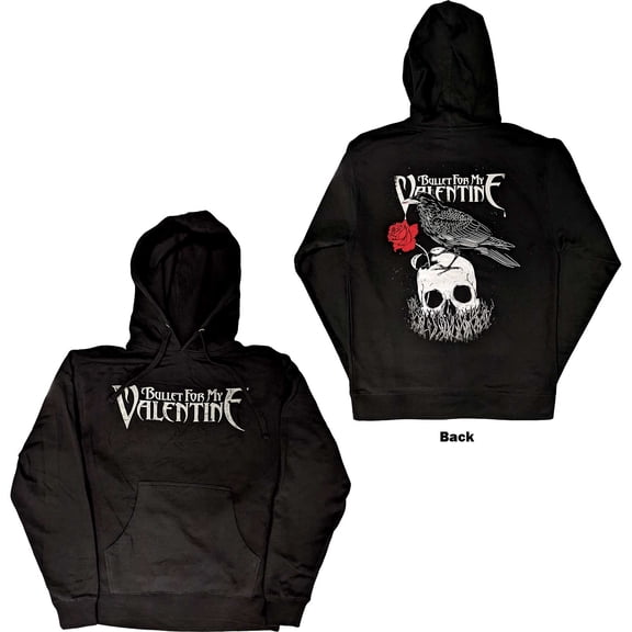 Men's Bullet For My Valentine Logo & Raven Hooded Sweatshirt Small Black