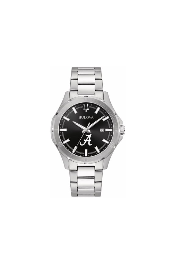 Men's Bulova Black Alabama Crimson Tide Stainless Steel Classic Sport Watch