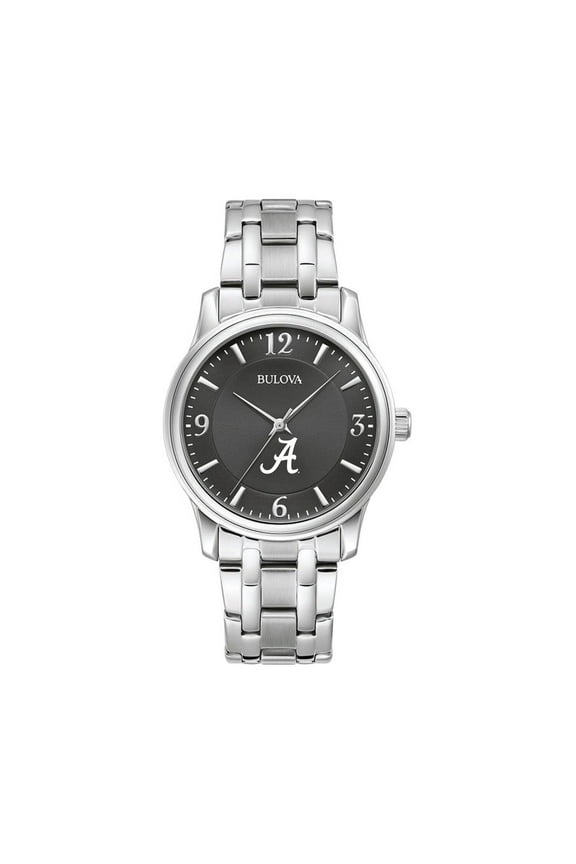 Men's Bulova Black Alabama Crimson Tide Stainless Steel Corporate Collection Watch