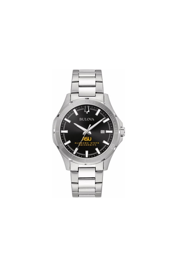 Men's Bulova Black Alabama State Hornets Stainless Steel Classic Sport Watch