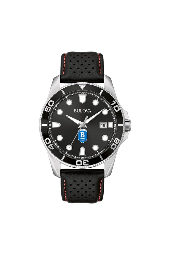 Men's Bulova Black Bentley Falcons Corporate Collection Leather Strap Watch