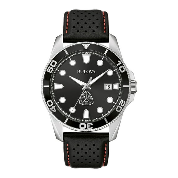 Men's Bulova Black Colorado School of Mines Orediggers Corporate Collection Leather Strap Watch
