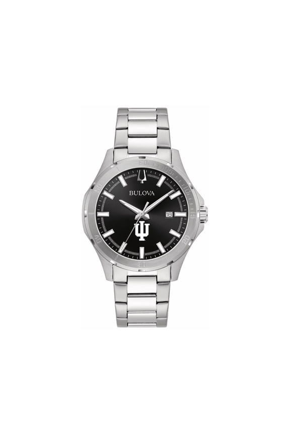 Men's Bulova Black Indiana Hoosiers Stainless Steel Classic Sport Watch