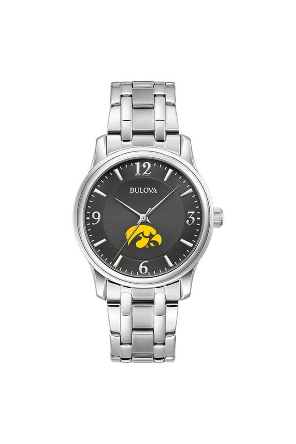 Men's Bulova Black Iowa Hawkeyes Stainless Steel Corporate Collection Watch