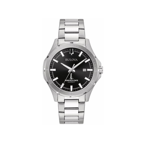 Men's Bulova Black Norfolk State Spartans Stainless Steel Classic Sport Watch
