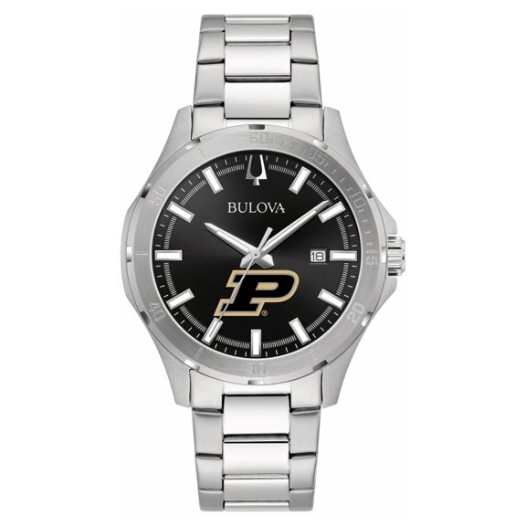 Men's Bulova Black Purdue Boilermakers Stainless Steel Classic Sport Watch