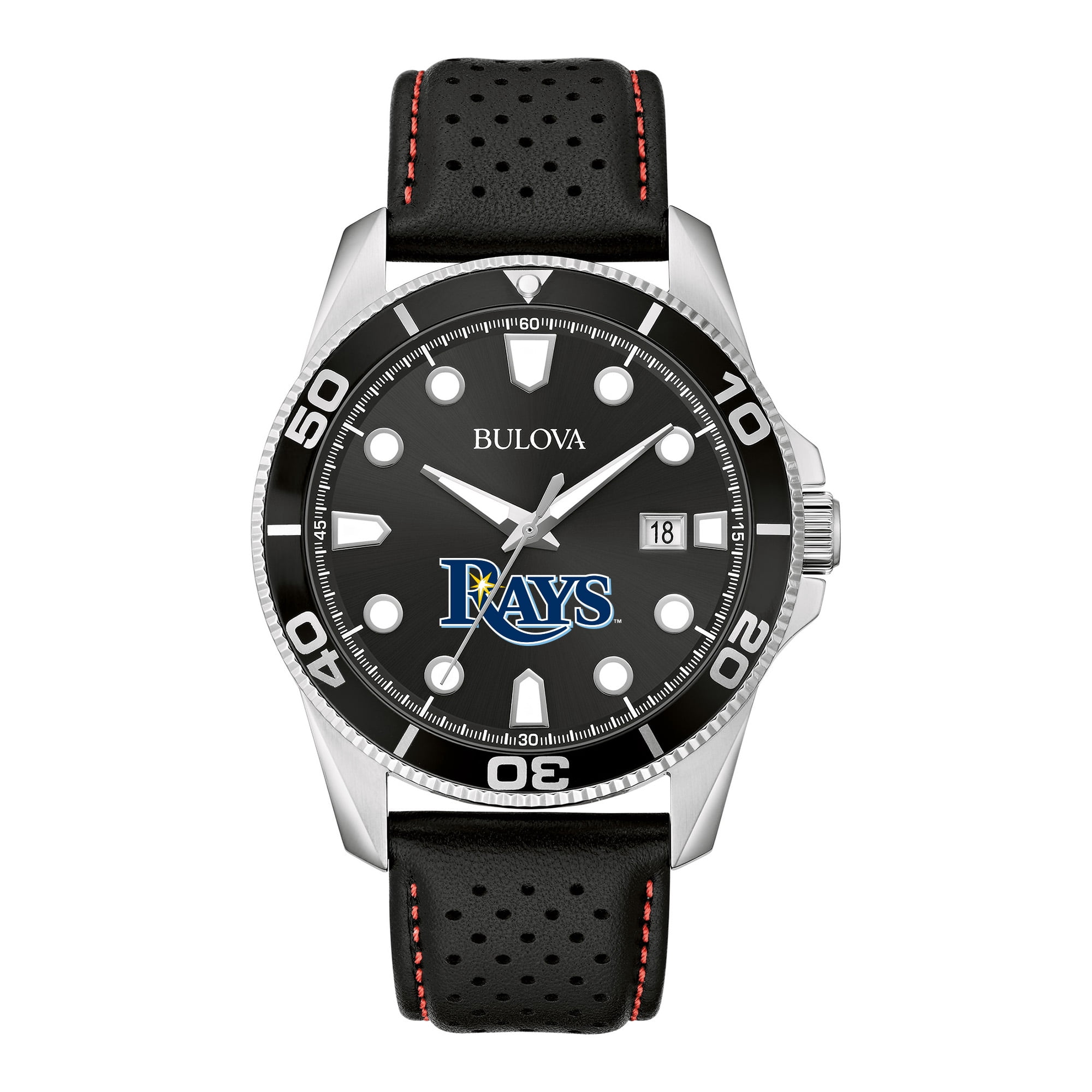 Men's Bulova Black Tampa Bay Rays Sport Leather Strap Watch - Walmart.com