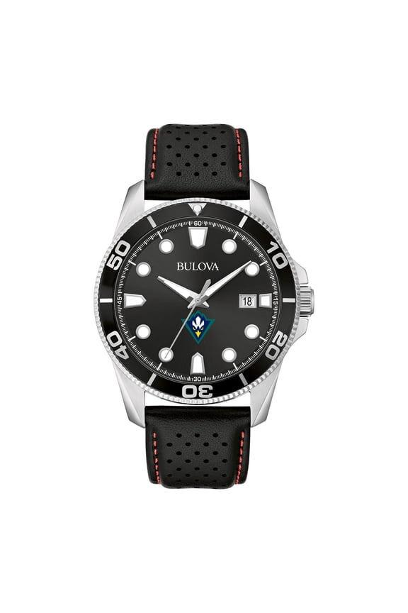 Men's Bulova Black UNC Wilmington Seahawks Corporate Collection Leather Strap Watch