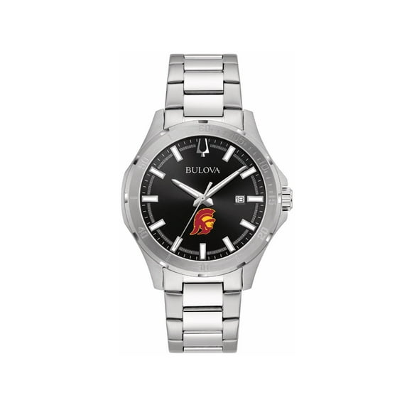 Men's Bulova Black USC Trojans Stainless Steel Classic Sport Watch