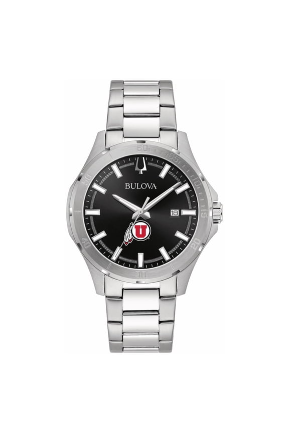 Men's Bulova Black Utah Utes Stainless Steel Classic Sport Watch