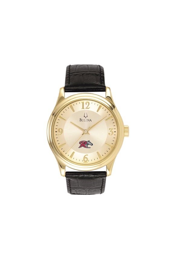 Men's Bulova Gold/Black Rider Broncs Stainless Steel Watch with Leather Band