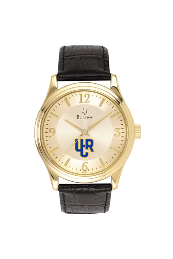 Men's Bulova Gold/Black UC Riverside Highlanders Stainless Steel Watch with Leather Band