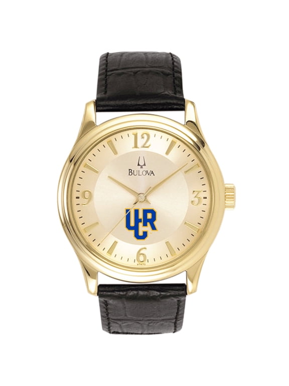 Men's Bulova Gold/Black UC Riverside Highlanders Stainless Steel Watch with Leather Band