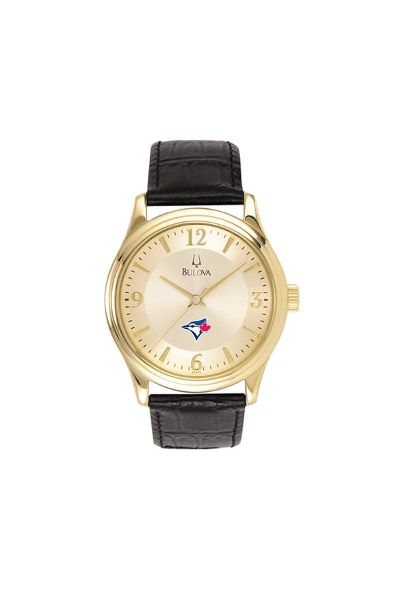 Men's Bulova Gold Toronto Blue Jays Leather Strap Watch
