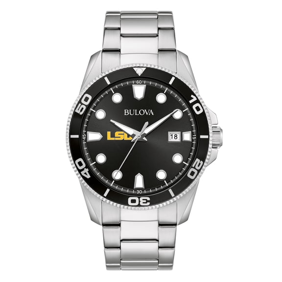 Men's Bulova LSU Tigers Sport Stainless-Steel Bracelet Watch