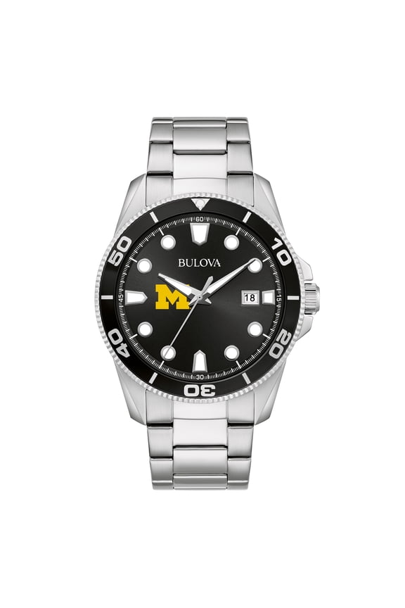 Men's Bulova Michigan Wolverines Sport Stainless-Steel Bracelet Watch