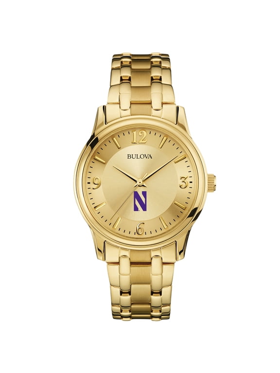 Men's Bulova Northwestern Wildcats Gold-Tone Watch