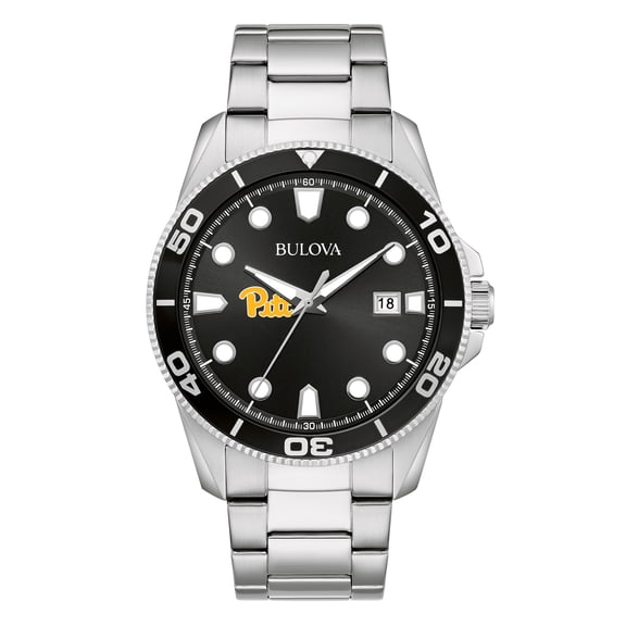 Men's Bulova Pitt Panthers Sport Stainless-Steel Bracelet Watch