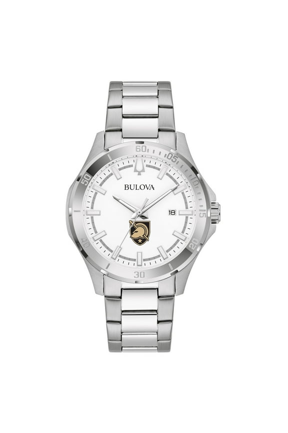 Men's Bulova Silver Army Black Knights Stainless Steel Classic Sport Watch